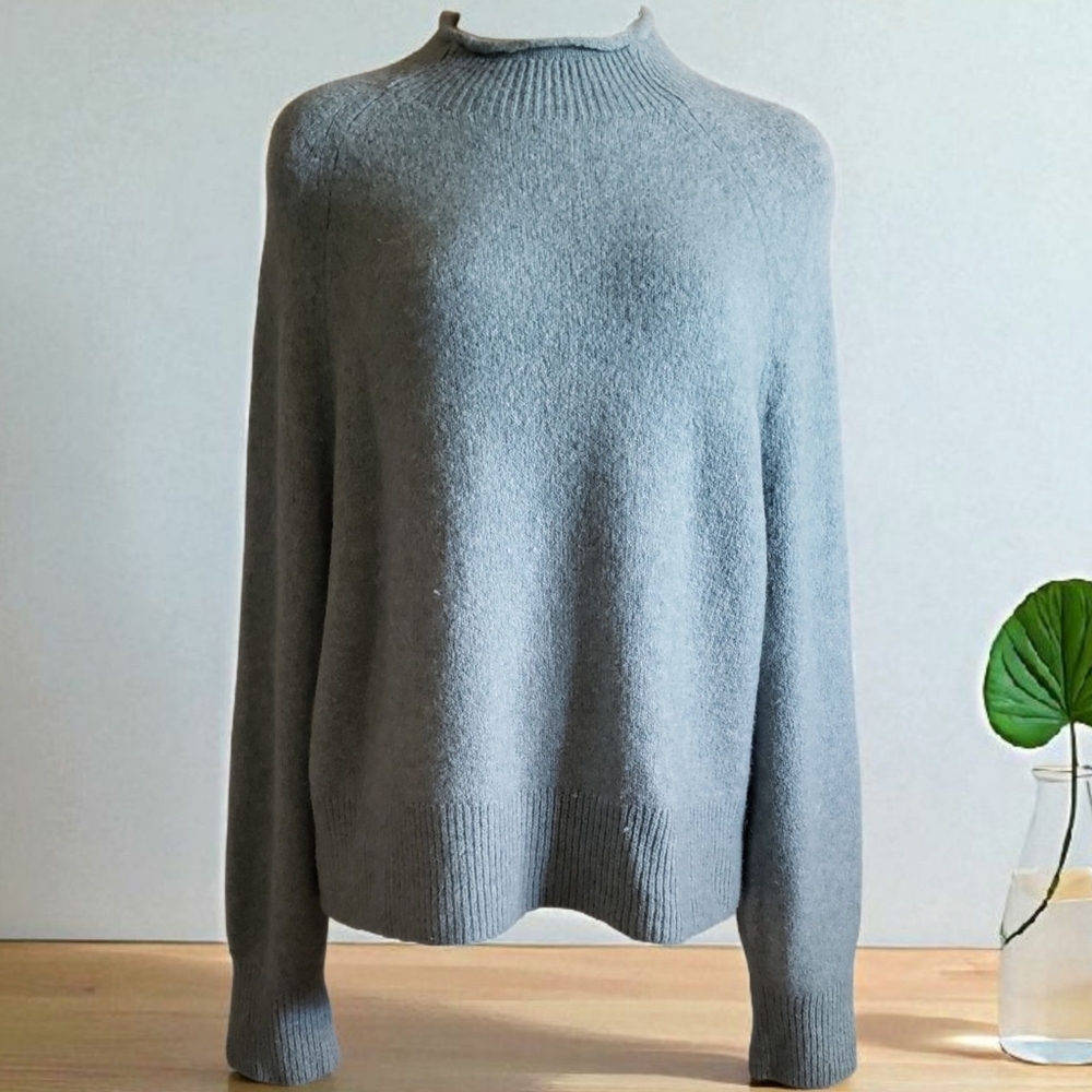 J. Crew Sweater Gray Women's M Mock Neck Wool Alpaca Warm Lagenlook Pullover